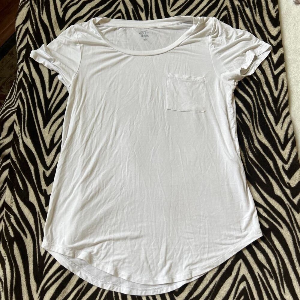 Market & Spruce White Elaine Pocket Tee baby tee pocket soft women's small